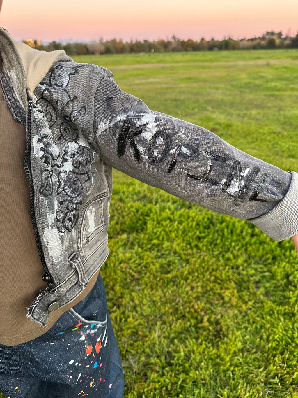 Vintage washed gray denim jacket